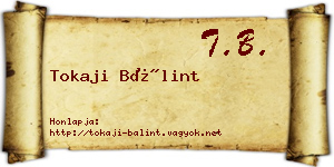 Tokaji Bálint névjegykártya